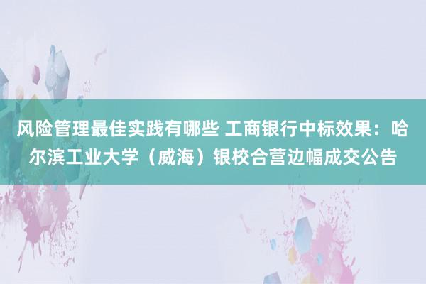 风险管理最佳实践有哪些 工商银行中标效果：哈尔滨工业大学（威海）银校合营边幅成交公告