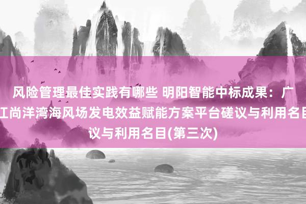 风险管理最佳实践有哪些 明阳智能中标成果：广东粤电阳江尚洋湾海风场发电效益赋能方案平台磋议与利用名目(第三次)