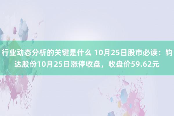 行业动态分析的关键是什么 10月25日股市必读：钧达股份10月25日涨停收盘，收盘价59.62元