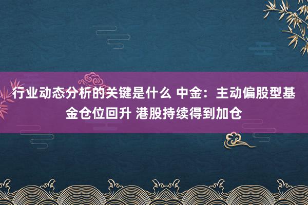 行业动态分析的关键是什么 中金：主动偏股型基金仓位回升 港股持续得到加仓