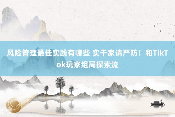 风险管理最佳实践有哪些 实干家请严防！和TikTok玩家组局探索流