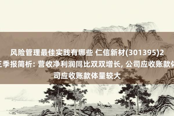 风险管理最佳实践有哪些 仁信新材(301395)2024年三季报简析: 营收净利润同比双双增长, 公司应收账款体量较大