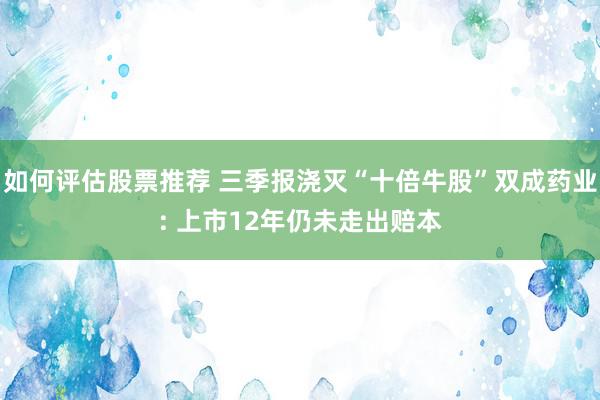 如何评估股票推荐 三季报浇灭“十倍牛股”双成药业: 上市12年仍未走出赔本