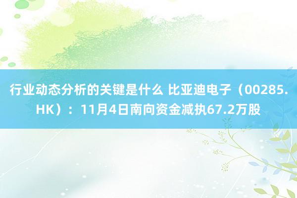 行业动态分析的关键是什么 比亚迪电子（00285.HK）：11月4日南向资金减执67.2万股