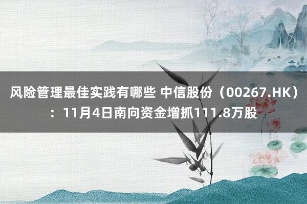 风险管理最佳实践有哪些 中信股份（00267.HK）：11月4日南向资金增抓111.8万股