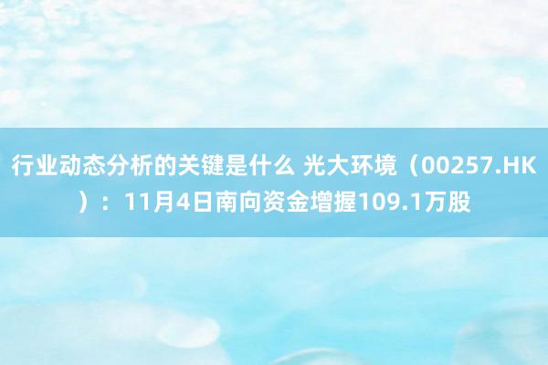 行业动态分析的关键是什么 光大环境（00257.HK）：11月4日南向资金增握109.1万股