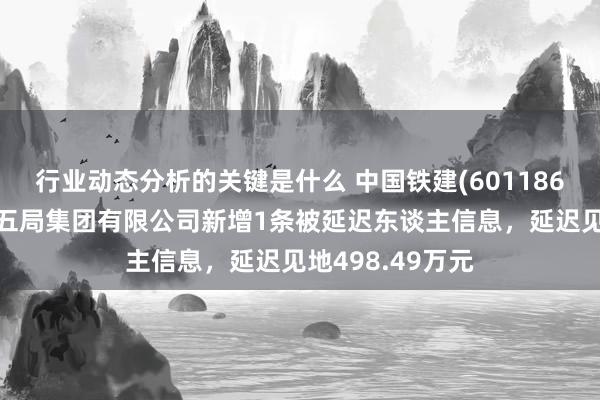 行业动态分析的关键是什么 中国铁建(601186)控股的中铁十五局集团有限公司新增1条被延迟东谈主信息，延迟见地498.49万元