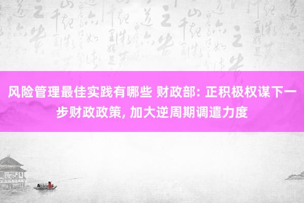 风险管理最佳实践有哪些 财政部: 正积极权谋下一步财政政策, 加大逆周期调遣力度