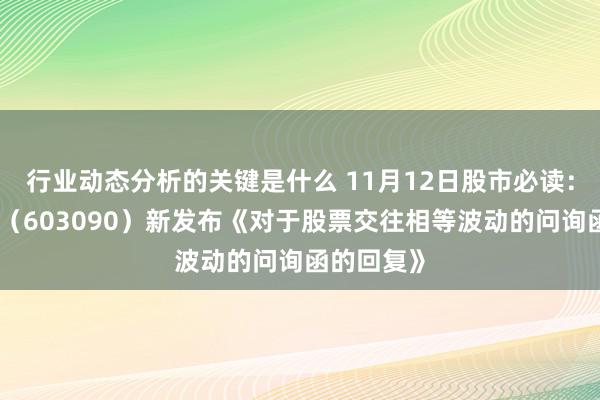 行业动态分析的关键是什么 11月12日股市必读：宏盛股份（603090）新发布《对于股票交往相等波动的问询函的回复》