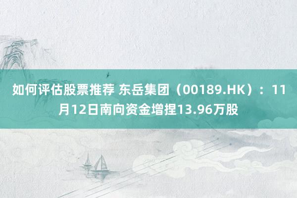 如何评估股票推荐 东岳集团（00189.HK）：11月12日南向资金增捏13.96万股