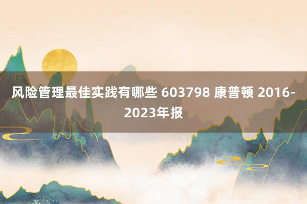 风险管理最佳实践有哪些 603798 康普顿 2016-2023年报