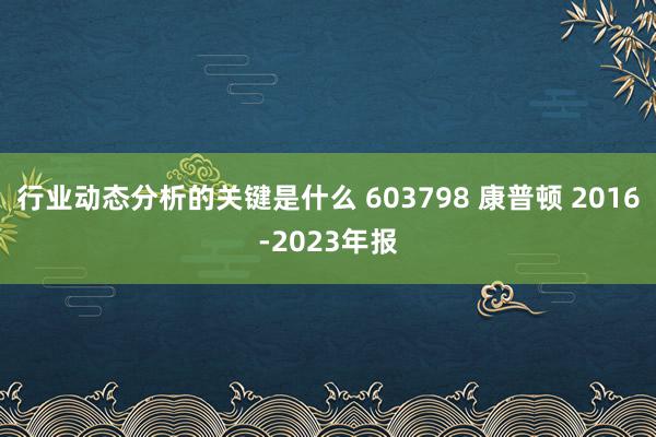 行业动态分析的关键是什么 603798 康普顿 2016-2023年报