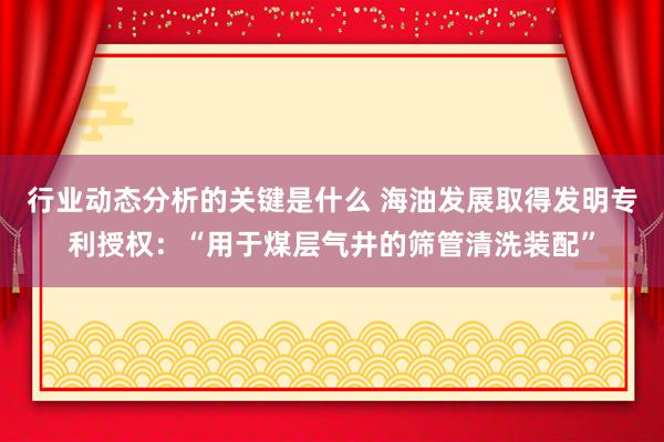 行业动态分析的关键是什么 海油发展取得发明专利授权：“用于煤层气井的筛管清洗装配”