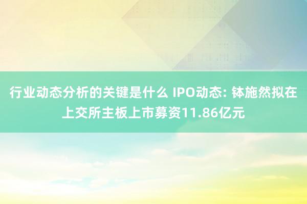 行业动态分析的关键是什么 IPO动态: 钵施然拟在上交所主板上市募资11.86亿元