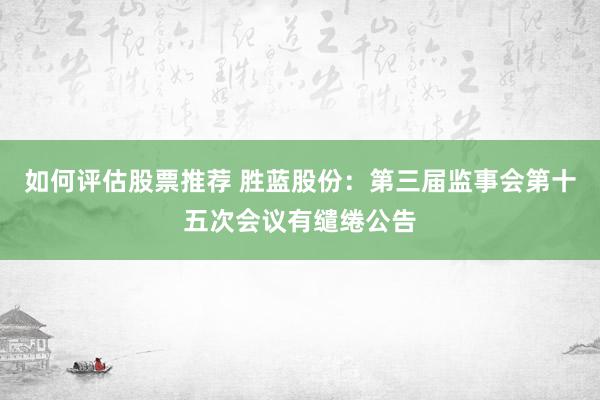 如何评估股票推荐 胜蓝股份：第三届监事会第十五次会议有缱绻公告