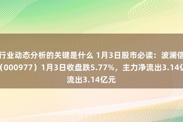 行业动态分析的关键是什么 1月3日股市必读：波澜信息（000977）1月3日收盘跌5.77%，主力净流出3.14亿元