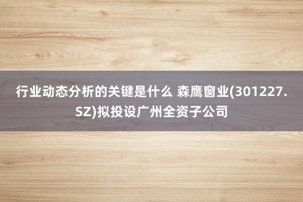 行业动态分析的关键是什么 森鹰窗业(301227.SZ)拟投设广州全资子公司