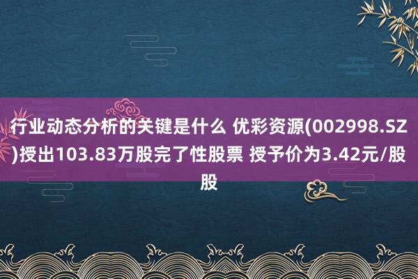 行业动态分析的关键是什么 优彩资源(002998.SZ)授出103.83万股完了性股票 授予价为3.42元/股