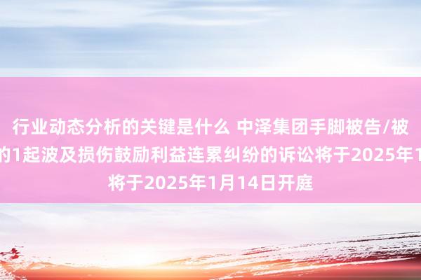 行业动态分析的关键是什么 中泽集团手脚被告/被上诉东谈主的1起波及损伤鼓励利益连累纠纷的诉讼将于2025年1月14日开庭