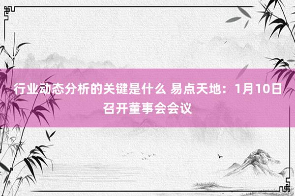 行业动态分析的关键是什么 易点天地：1月10日召开董事会会议