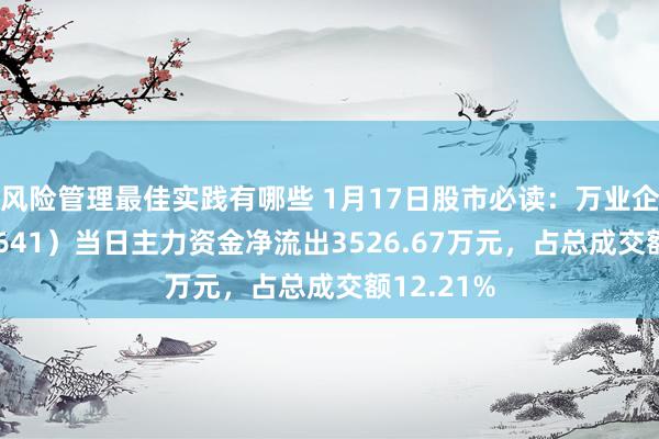 风险管理最佳实践有哪些 1月17日股市必读：万业企业（600641）当日主力资金净流出3526.67万元，占总成交额12.21%