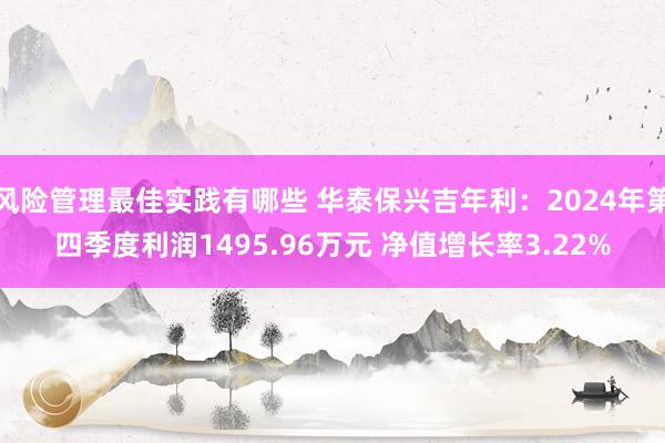 风险管理最佳实践有哪些 华泰保兴吉年利：2024年第四季度利润1495.96万元 净值增长率3.22%