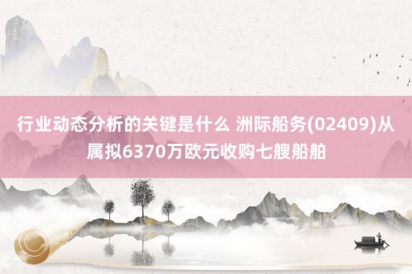 行业动态分析的关键是什么 洲际船务(02409)从属拟6370万欧元收购七艘船舶