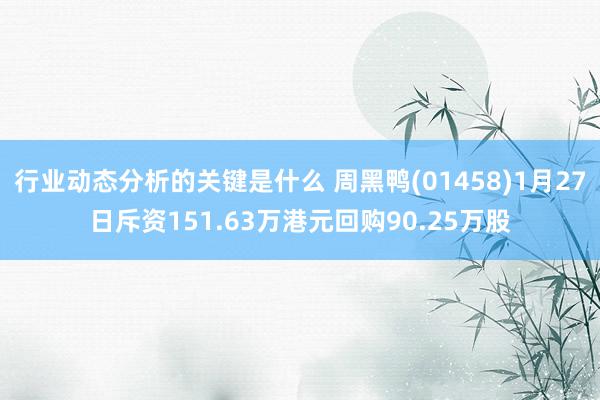 行业动态分析的关键是什么 周黑鸭(01458)1月27日斥资151.63万港元回购90.25万股