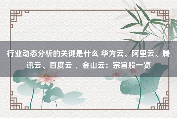 行业动态分析的关键是什么 华为云、阿里云、腾讯云、百度云 、金山云：宗旨股一览