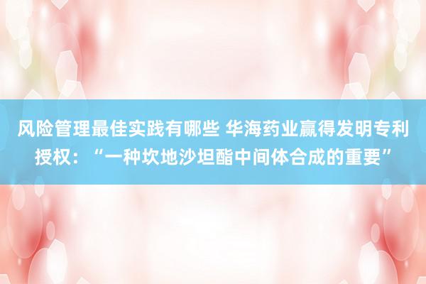 风险管理最佳实践有哪些 华海药业赢得发明专利授权：“一种坎地沙坦酯中间体合成的重要”