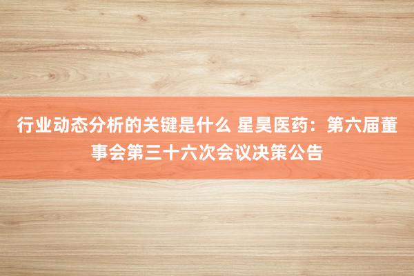 行业动态分析的关键是什么 星昊医药：第六届董事会第三十六次会议决策公告