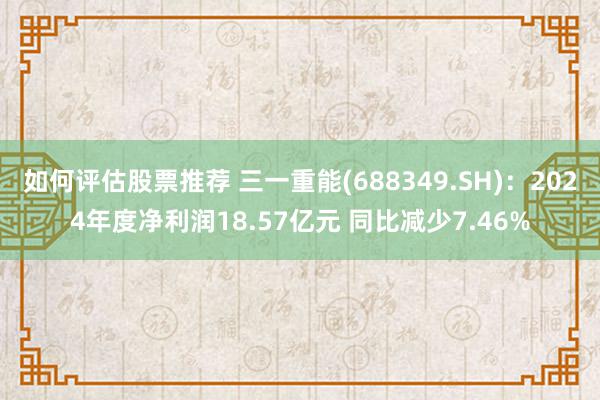 如何评估股票推荐 三一重能(688349.SH)：2024年度净利润18.57亿元 同比减少7.46%