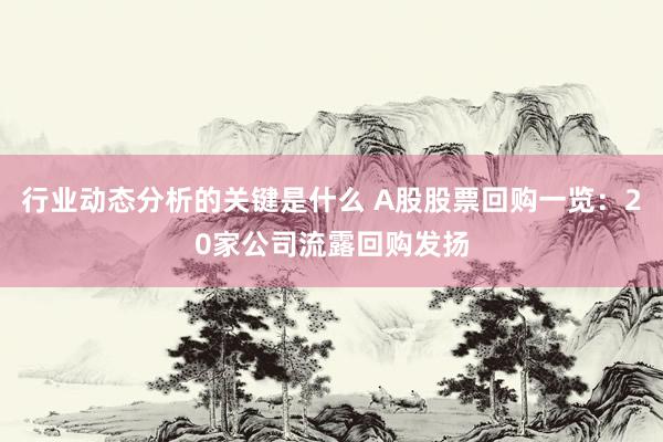 行业动态分析的关键是什么 A股股票回购一览：20家公司流露回购发扬