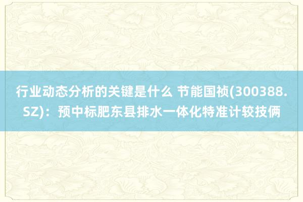 行业动态分析的关键是什么 节能国祯(300388.SZ)：预中标肥东县排水一体化特准计较技俩