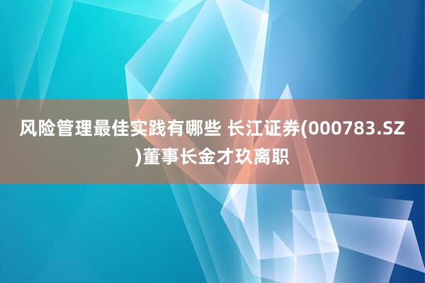 风险管理最佳实践有哪些 长江证券(000783.SZ)董事长金才玖离职