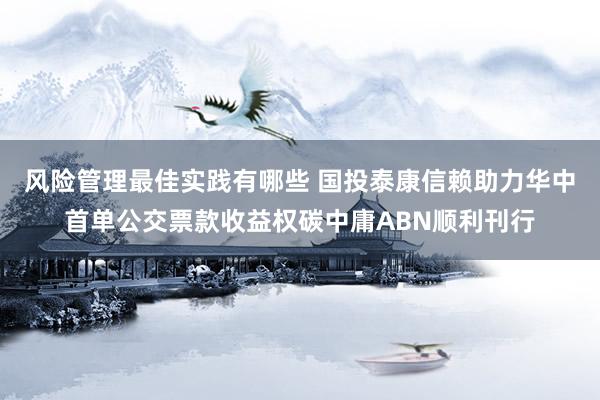 风险管理最佳实践有哪些 国投泰康信赖助力华中首单公交票款收益权碳中庸ABN顺利刊行