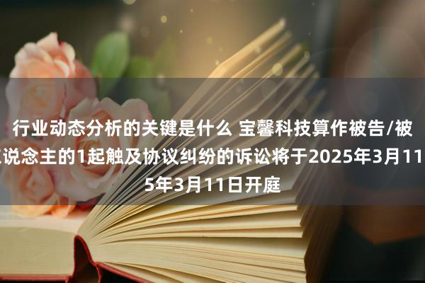 行业动态分析的关键是什么 宝馨科技算作被告/被上诉东说念主的1起触及协议纠纷的诉讼将于2025年3月11日开庭