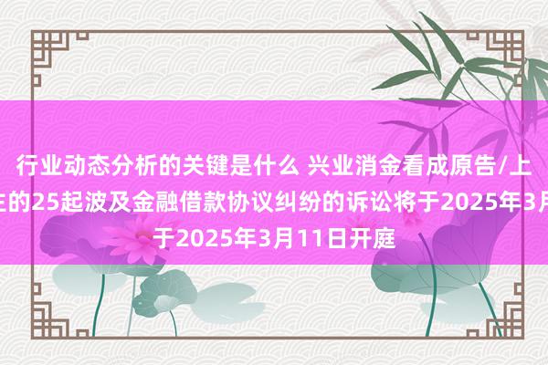 行业动态分析的关键是什么 兴业消金看成原告/上诉东说念主的25起波及金融借款协议纠纷的诉讼将于2025年3月11日开庭