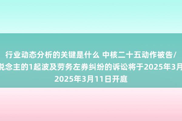 行业动态分析的关键是什么 中核二十五动作被告/被上诉东说念主的1起波及劳务左券纠纷的诉讼将于2025年3月11日开庭