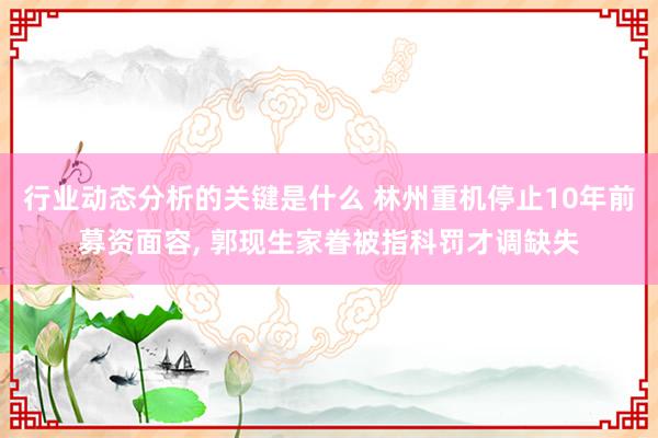 行业动态分析的关键是什么 林州重机停止10年前募资面容, 郭现生家眷被指科罚才调缺失