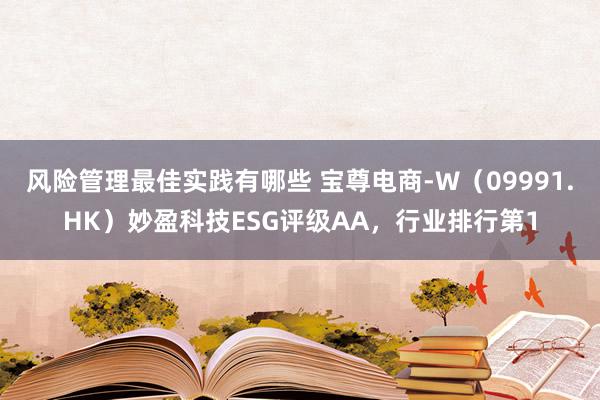 风险管理最佳实践有哪些 宝尊电商-W（09991.HK）妙盈科技ESG评级AA，行业排行第1