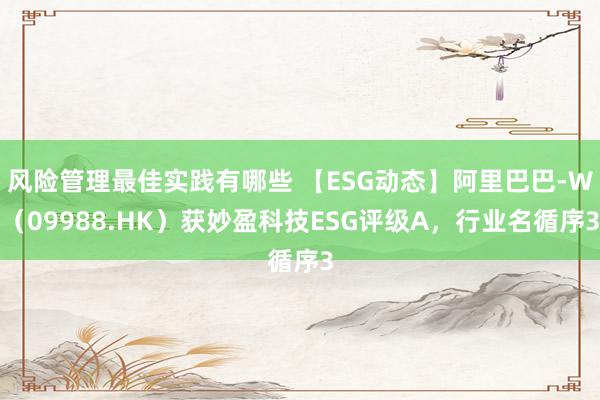 风险管理最佳实践有哪些 【ESG动态】阿里巴巴-W（09988.HK）获妙盈科技ESG评级A，行业名循序3